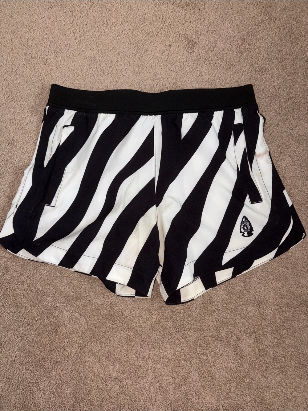 Black & White Zebra Print Athletic Shorts with Logo